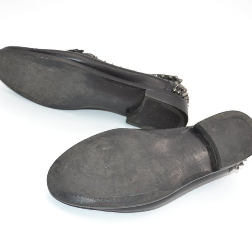 ZARA Spiked Studded Soft Black Real Genuine Leather Loafers Oxford Shoes 6.5 - Picture 9 of 9
